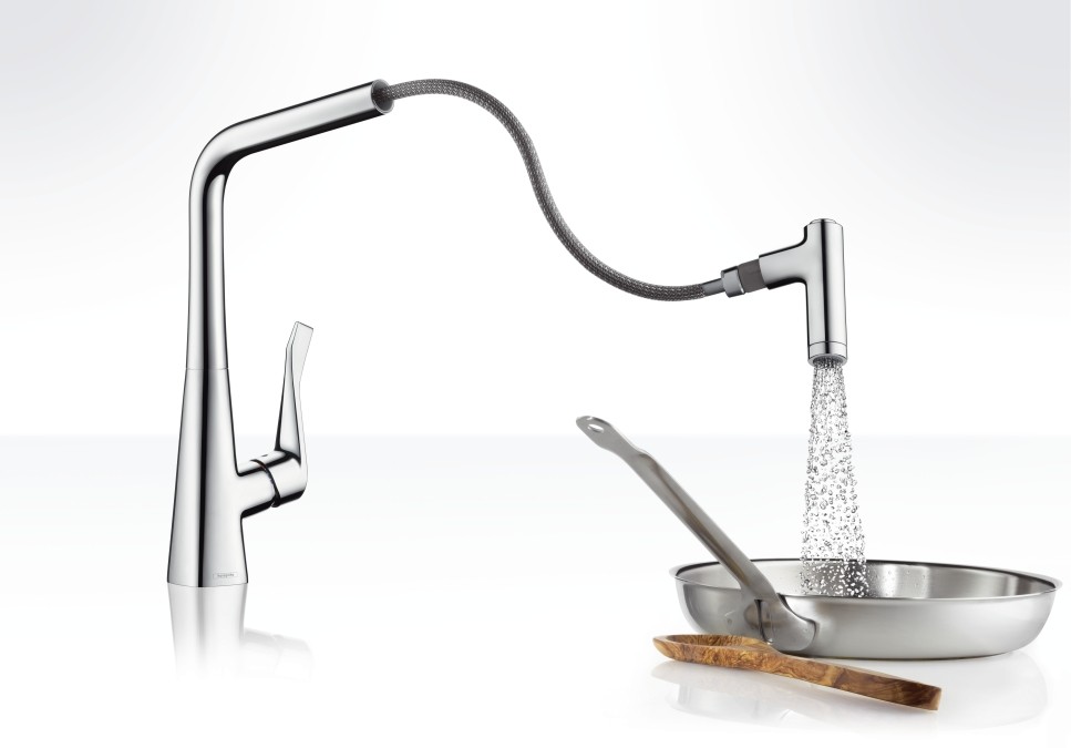 Смеситель для кухни Hansgrohe Metris Select 320 14820800 с выдвижным изливом