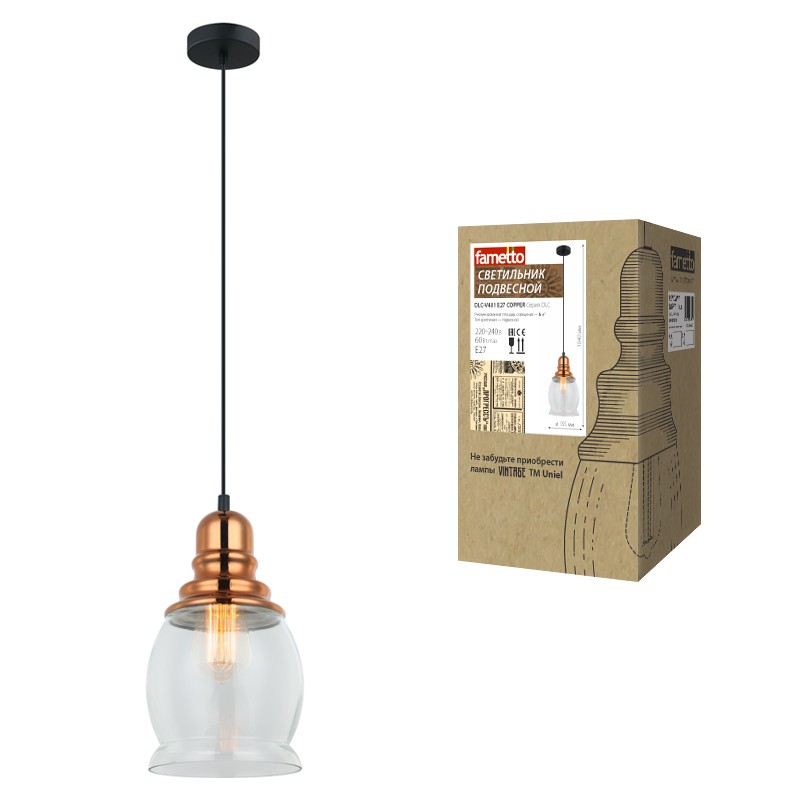 Светильник подвесной Fametto Vintage DLC-V401-1006 Copper E27 60W 220V