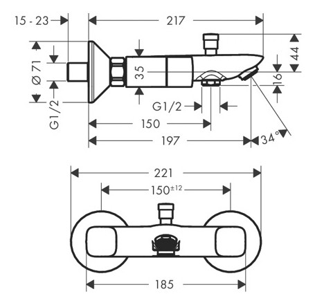 Смеситель для ванны Hansgrohe Logis loop 71243000