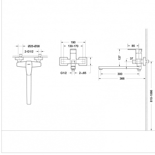 Смеситель для ванны Bravat Riffle F672106C-L