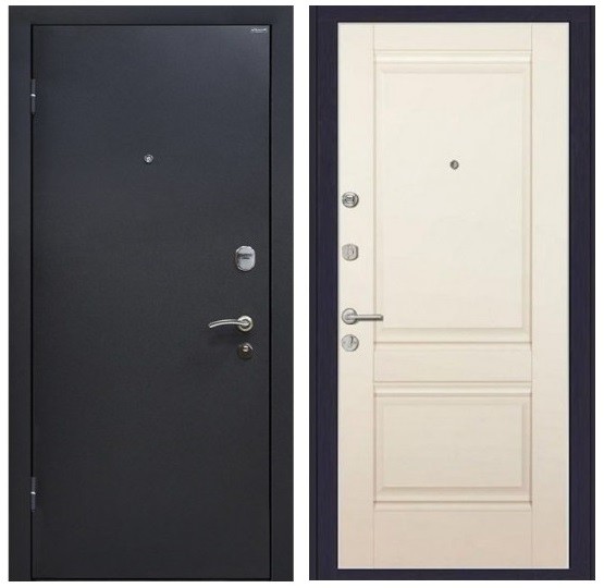 Дверь входная металлическая МеталЮр М41 левая 2050х860 мм снаружи металл Черный шелк внутри МДФ Магнолия Unilack