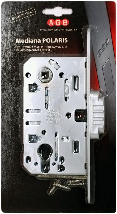 Замок межкомнатный AGB Mediana Polaris B06103 матовый хром