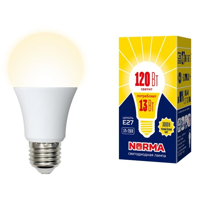 Лампа светодиодная Volpe Norma LED-A60-13W/WW/E27/FR/NR 3000K
