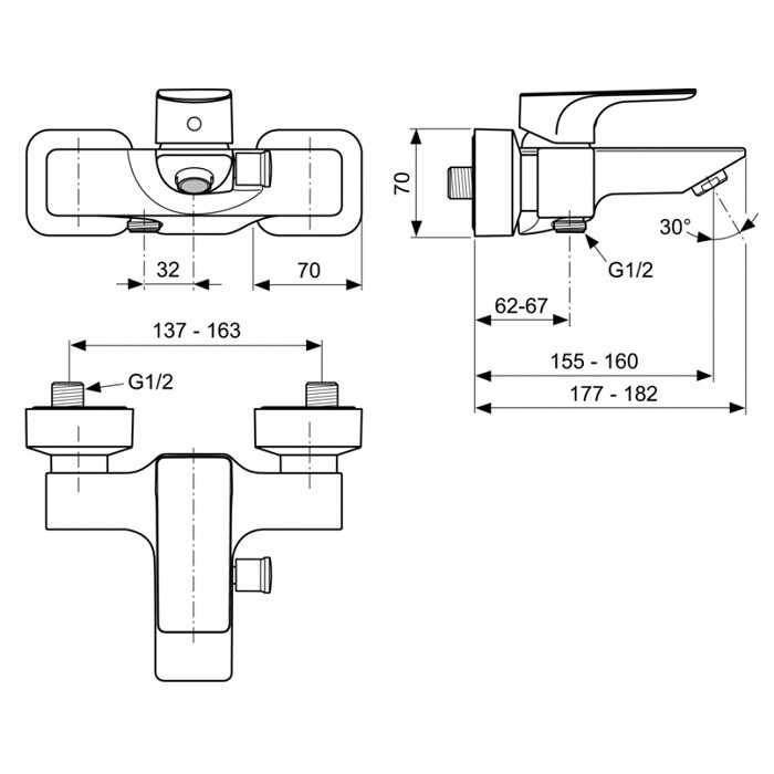 Смеситель для ванны Ideal Standard Strada A5848AA
