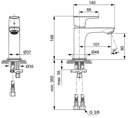 Смеситель для раковины Ideal Standard Connect Air A7010AA