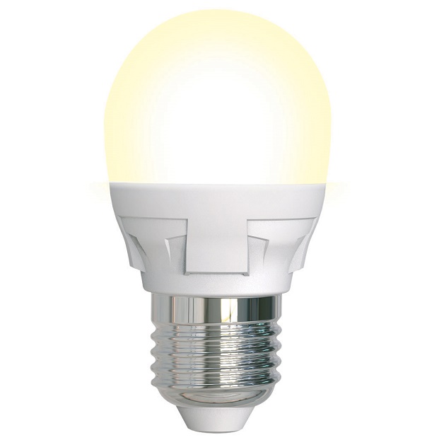 Лампа светодиодная Uniel Яркая LED-G45 7W/3000K/E27/FR/DIM PLP01WH  диммируемая матовая 3000K