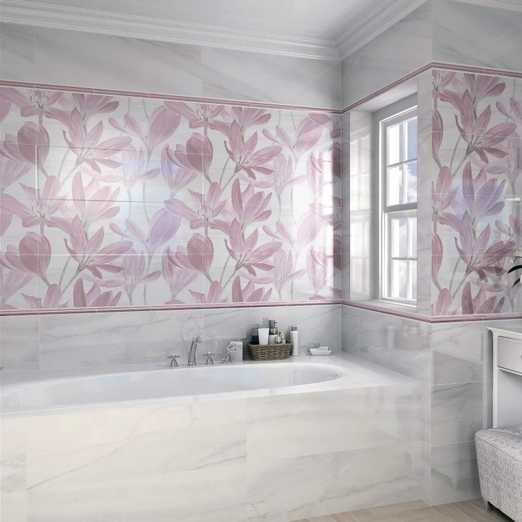 Бордюр керамический Kerama Marazzi SPA008R Сады Форбури розовый обрезной 300х25 мм