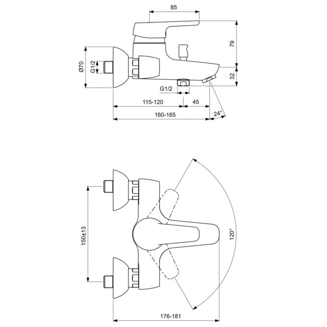 Смеситель для ванны Ideal Standard Cerasprint 2012 B9566AA
