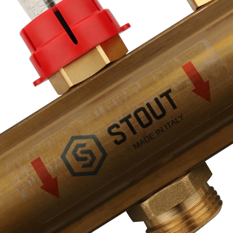 Коллектор распределительный Stout SMB 0473 000008 на 8 контуров с расходомерами