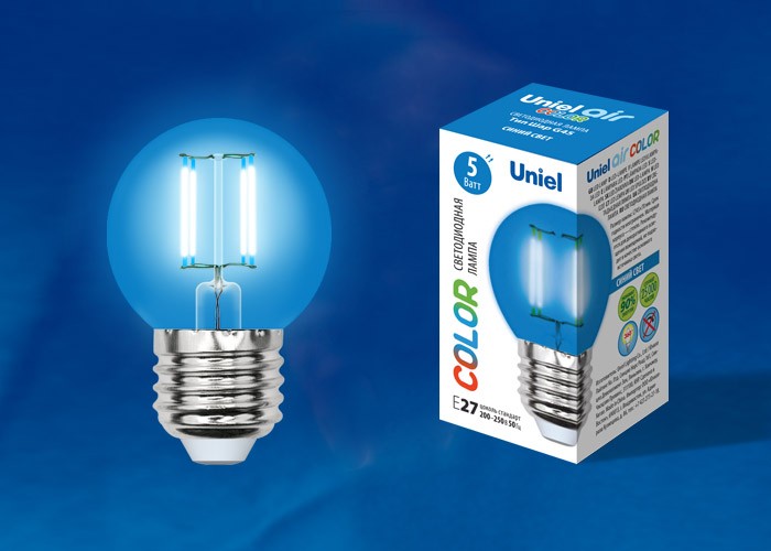 Лампа светодиодная Uniel Air color LED-G45-5W/GREEN/E27 синий свет