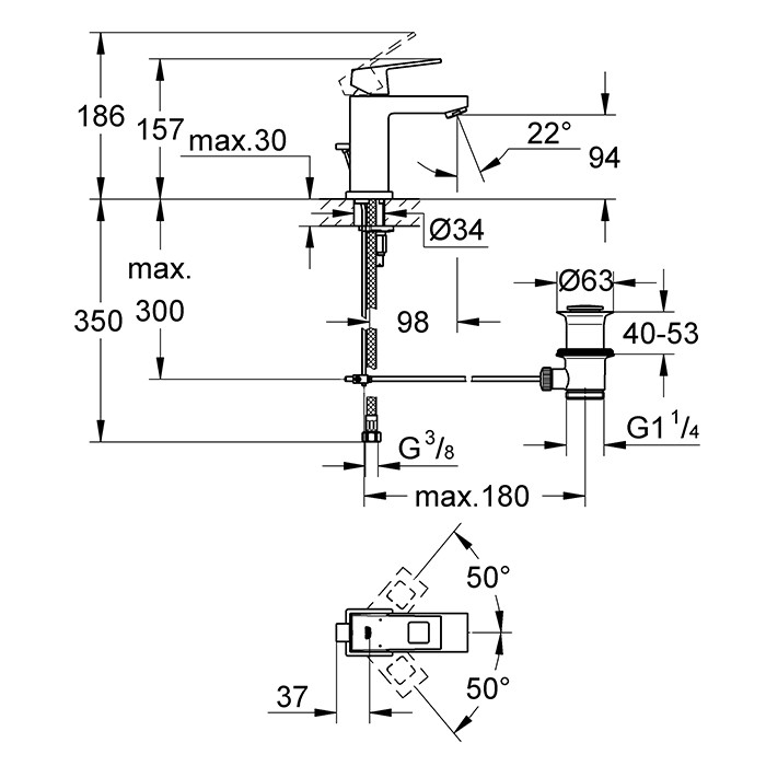 Смеситель для раковины Grohe Eurocube 23127000