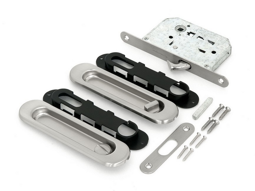 Ручка с замком для раздвижных дверей Palladium 01 BK SN матовый никель