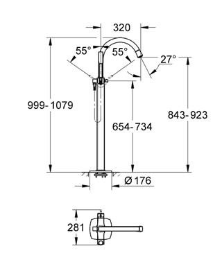 Смеситель на борт ванны Grohe Grandera 23318000 напольный