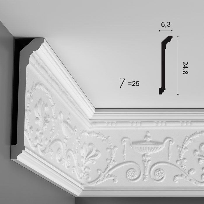 Карниз потолочный полиуретановый Orac Decor Luxxus C308 2000х63х248 мм
