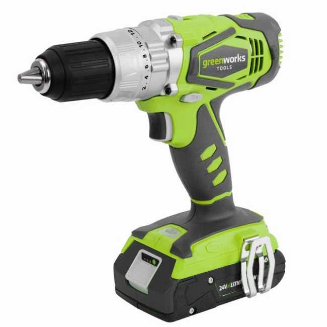 Дрель-шуруповерт аккумуляторная Greenworks G24CDK2 в сумке