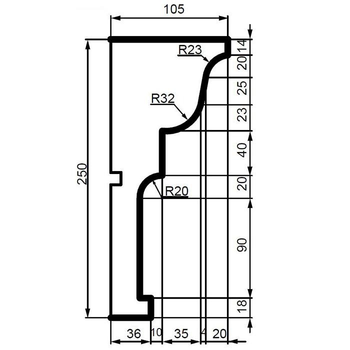 Карниз фасадный из полистирола Leptonika KC 128 2 м