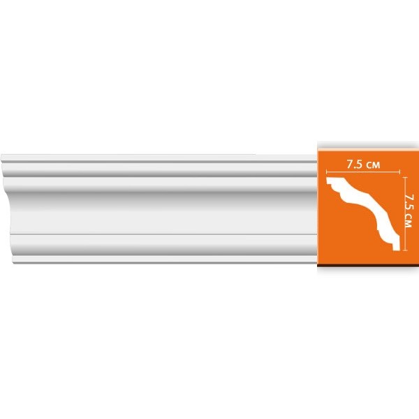 Плинтус потолочный полиуретановый Decomaster 96259F 2400х75х75 мм