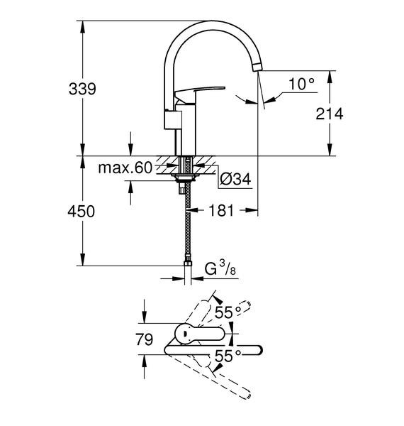 Смеситель для кухни Grohe Eurostyle Cosmopolitan 30221002