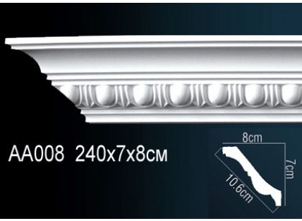 Карниз потолочный полиуретановый Перфект AA008F 2400х70х80 мм