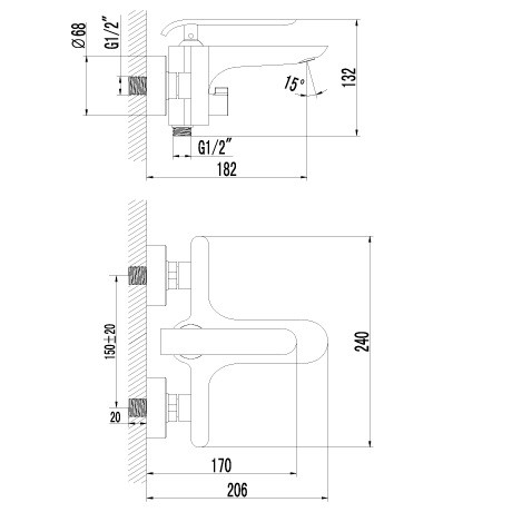 Смеситель для ванны Lemark Melange LM4914CW