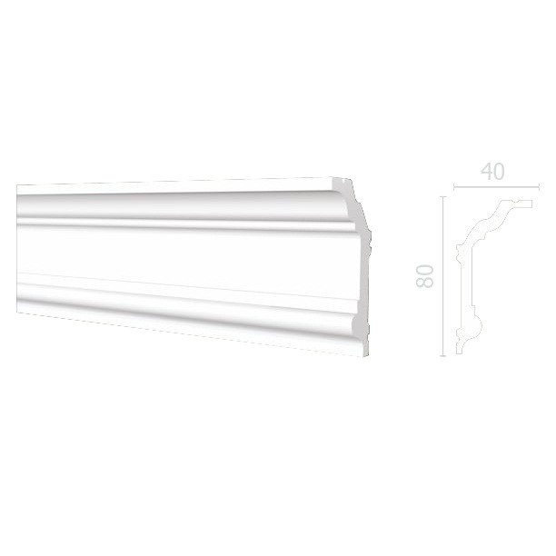 Карниз потолочный из дюрополимера Decor-Dizayn DD502 2000х80х40 мм