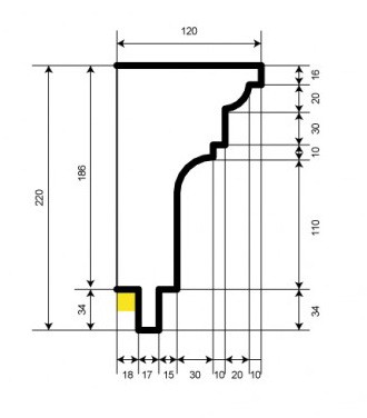 Карниз фасадный из полистирола Leptonika KC 304 LED 2 м