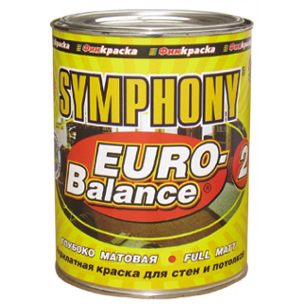 Краска акрилатная Symphony Euro-Balance 2 глубоко матовая 0,9 л металлическое ведро 