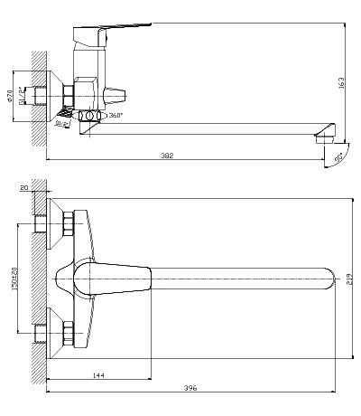 Смеситель для ванны Rossinka S35-33