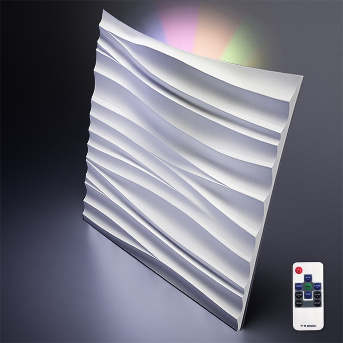 Дизайнерская 3D панель из гипса Artpole Silk 2 LED RGB 2 модуля с радиопультом 600х600 мм