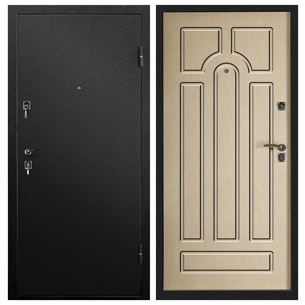 Дверь входная металлическая Промет С1 Аккорд правая 2050х950 мм снаружи металл Черный муар внутри МДФ Дуб Пикар