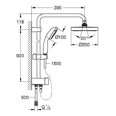 Душевая стойка Grohe New Tempesta 200 26452001 с переключателем 