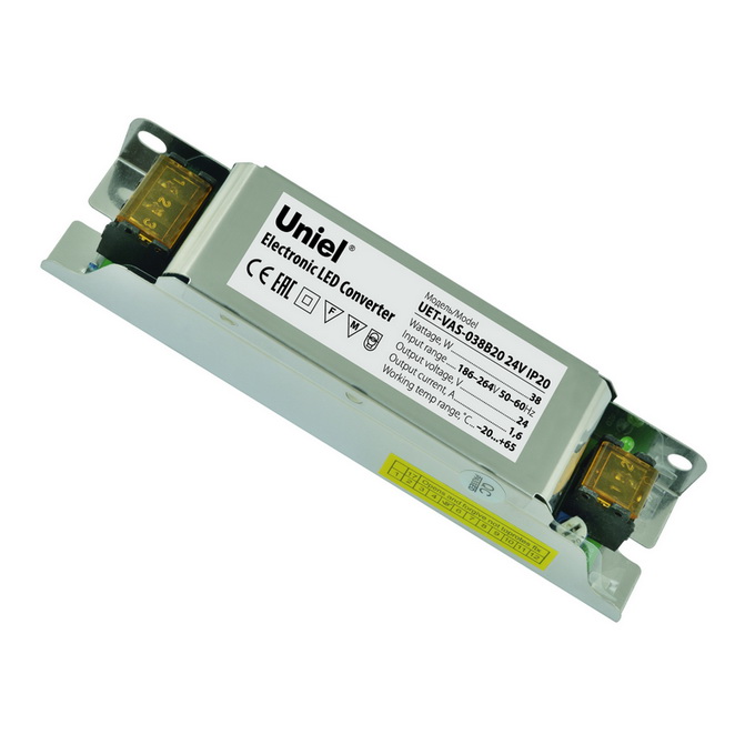 Блок питания Uniel UET-VAS-038B20 24V IP20 38 Вт для светодиодных ламп и модулей