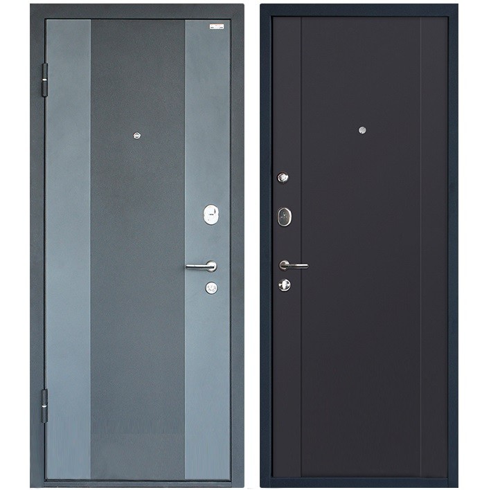 Дверь входная металлическая МеталЮр М27 левая 2050х960 мм снаружи металл Черный бархат внутри МДФ Антрацит