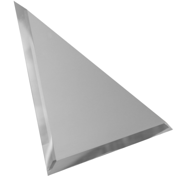 Зеркальная плитка ДСТ ТЗСм1-01 треугольная с фацетом 10 мм серебряная 180х180 мм