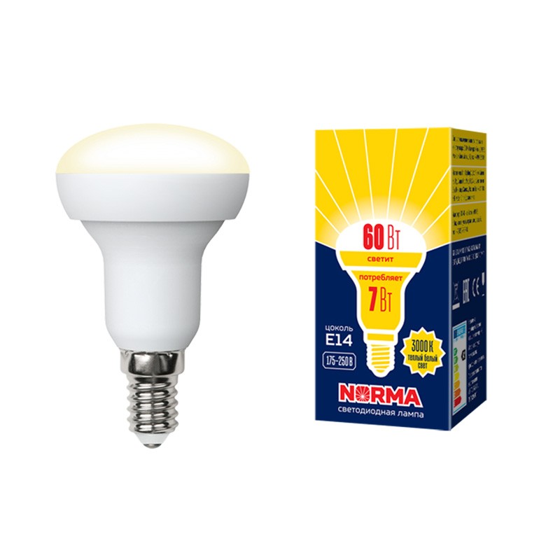 Лампа светодиодная Volpe Norma LED-R50-7W/WW/E14/FR/NR 3000K