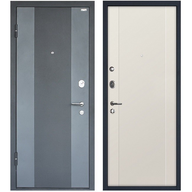 Дверь входная металлическая МеталЮр М27 левая 2050х860 мм снаружи металл Черный бархат внутри МДФ Магнолия сатинат