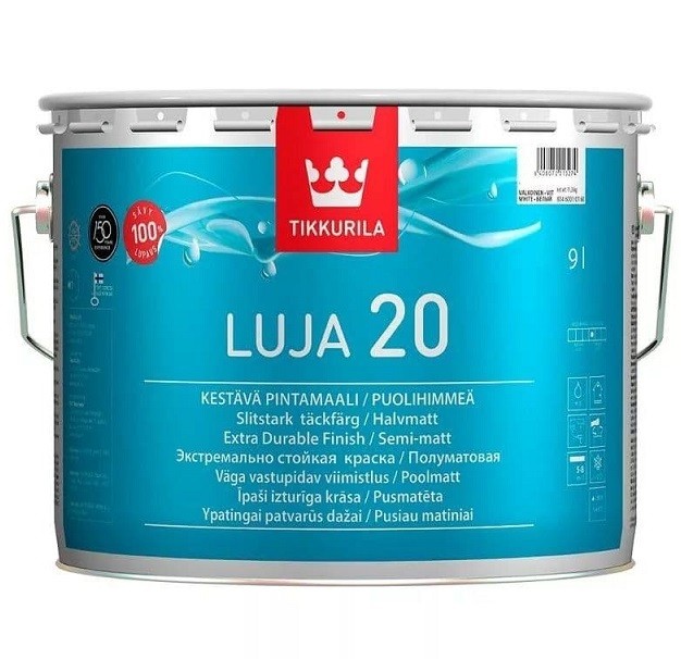 Краска интерьерная Tikkurila Luja 20 основа C полуматовая 9 л