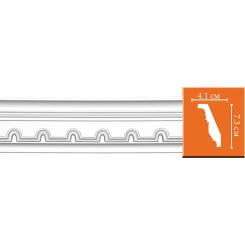 Плинтус потолочный полиуретановый Decomaster 95112F 2400х73х41 мм
