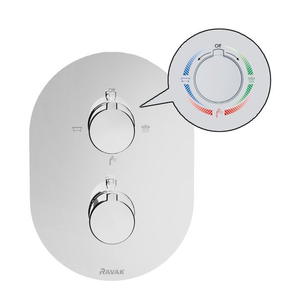 Смеситель для ванны и душа Ravak Chrome-CR 067.00 встроенный термостатический трехрежимный