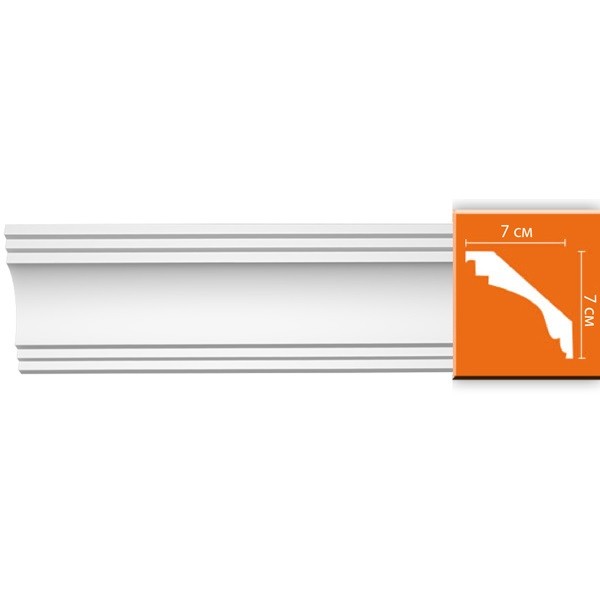 Плинтус потолочный полиуретановый Decomaster 96257 2400х70х70 мм