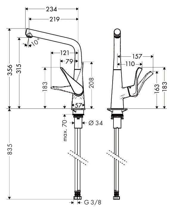 Смеситель для кухни Hansgrohe Metris 320 14823000