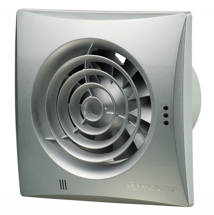 Вентилятор вытяжной Vents 100 Quiet энергосберегающий алюминий матовый
