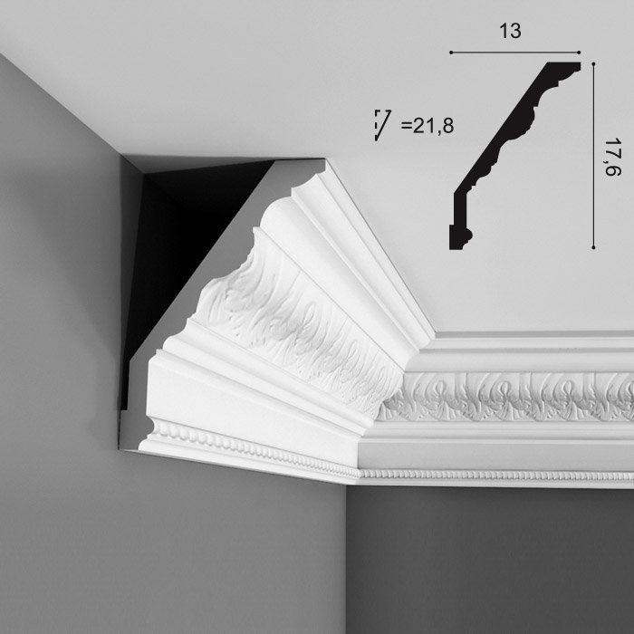 Карниз потолочный полиуретановый Orac Decor Luxxus C219 2000х130х176 мм