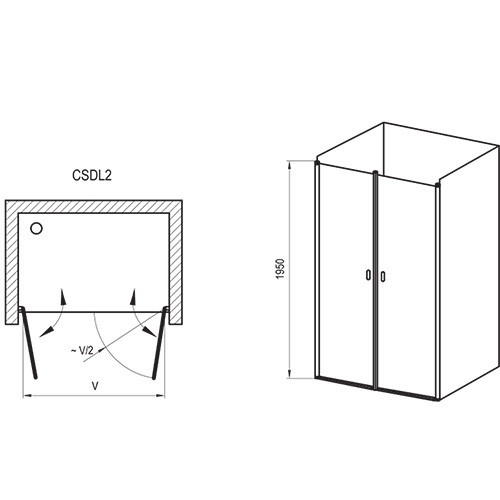 Душевая дверь Ravak Chrome CSDL2-90 Transparent блестящая