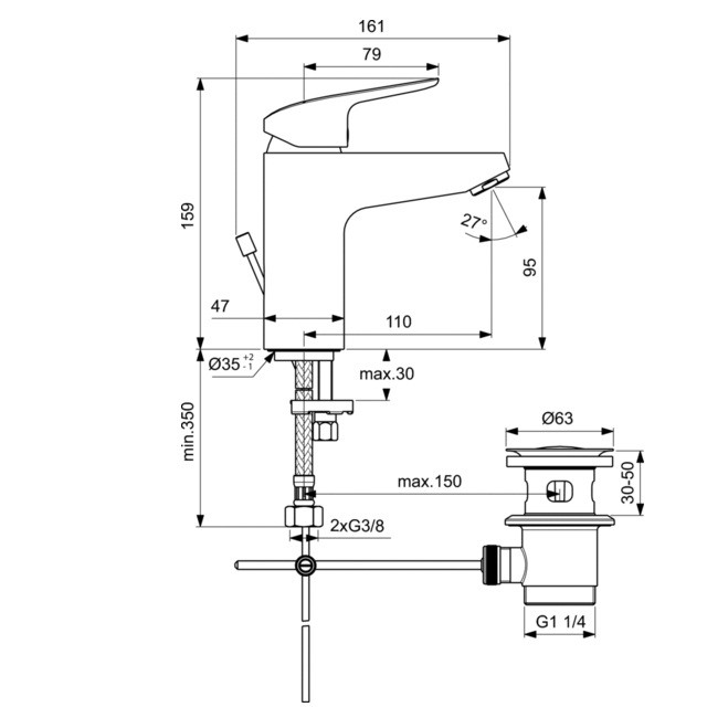 Смеситель для умывальника Ideal Standard Ceraflex Grande B1712AA