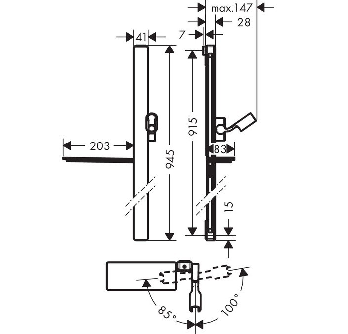 Душевая штанга Hansgrohe Unica E 27640400 900 мм