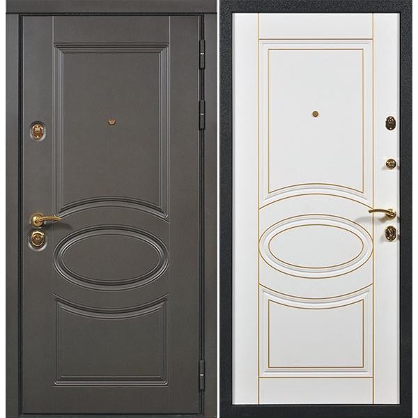 Дверь входная металлическая Сталлер Венеция правая 2050х860 мм снаружи МДФ эмаль серо-черная внутри МДФ эмаль Слоновая кость