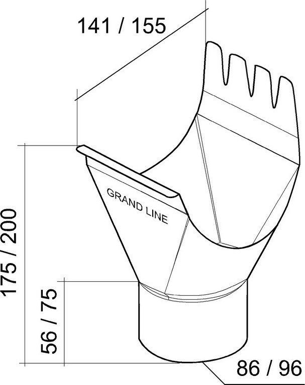 Воронка желоба Grand Line D125/90 мм RR 29 красная