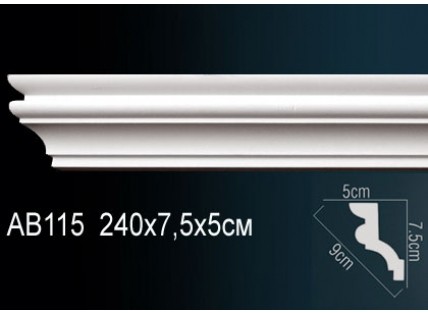 Карниз потолочный полиуретановый Перфект AB115F 2400х75х50 мм