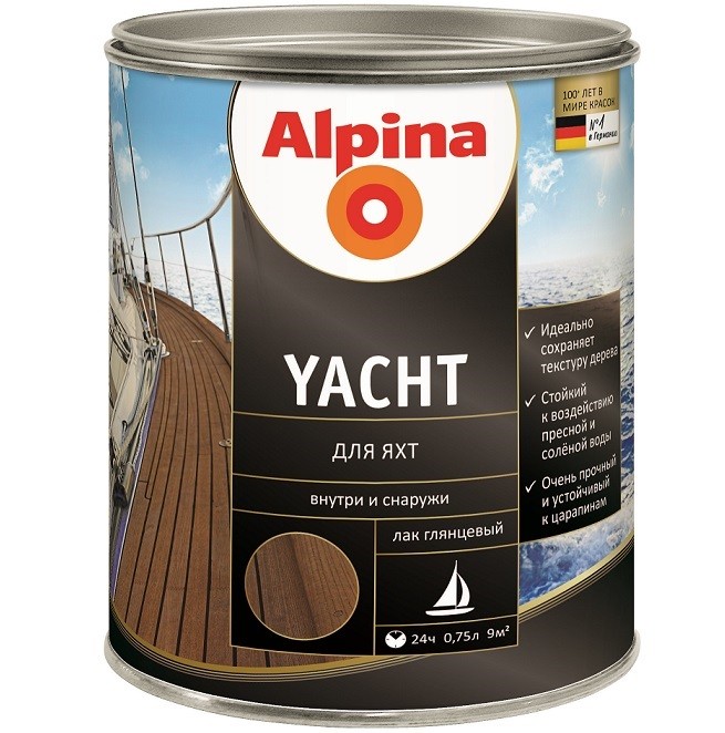 Лак яхтный алкидный Alpina Yacht глянцевый 0,75 л